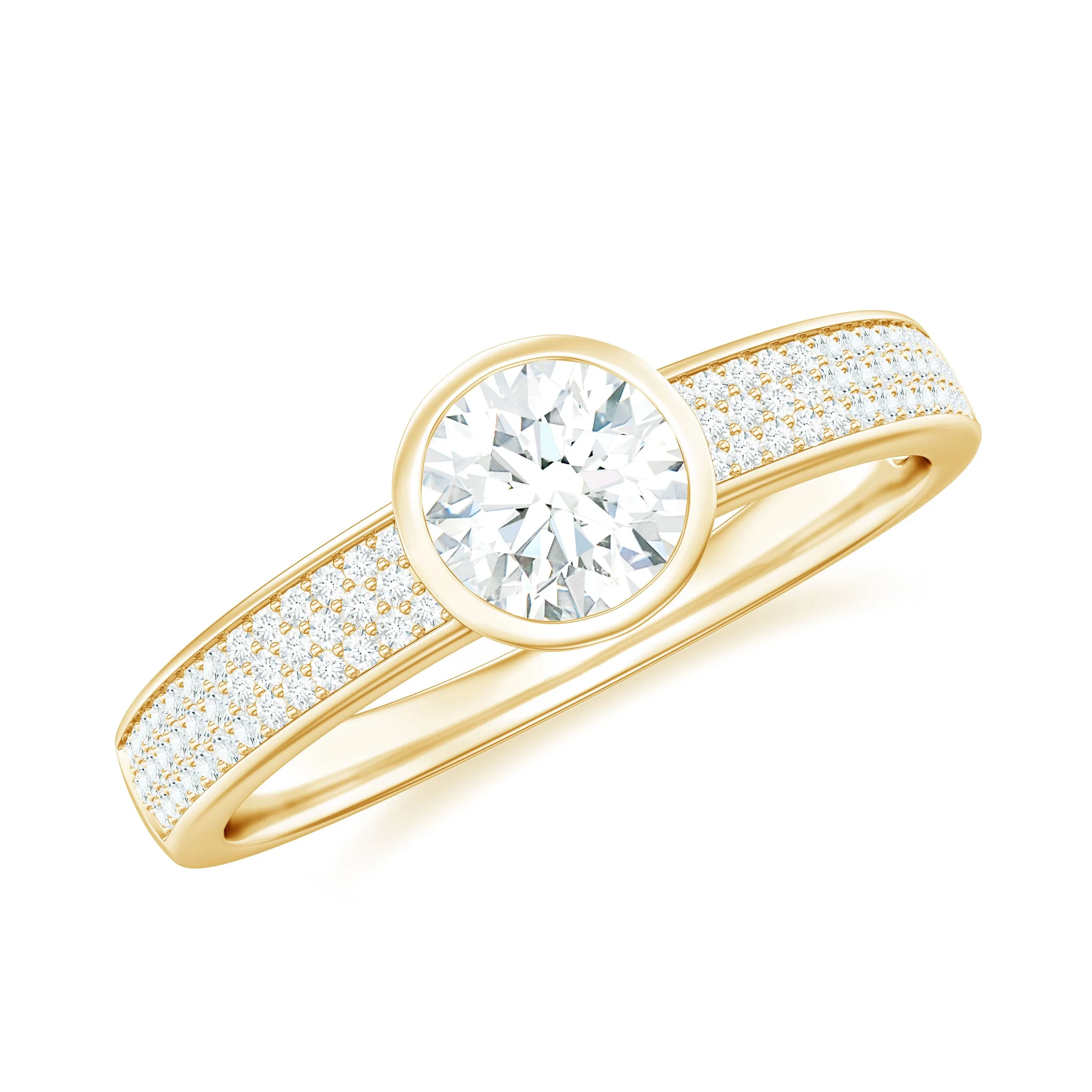 Bezel Set Round Moissanite Solitaire Engagement Ring