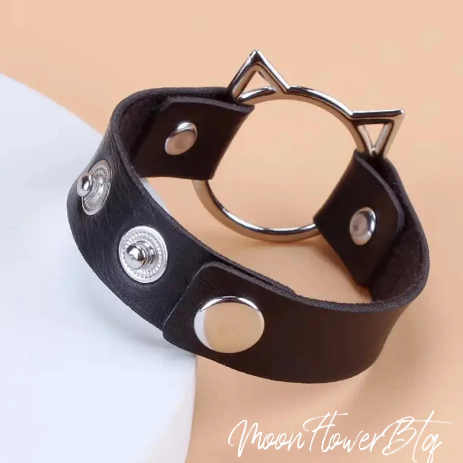 Black Kitty Cat Cuff Bracelet