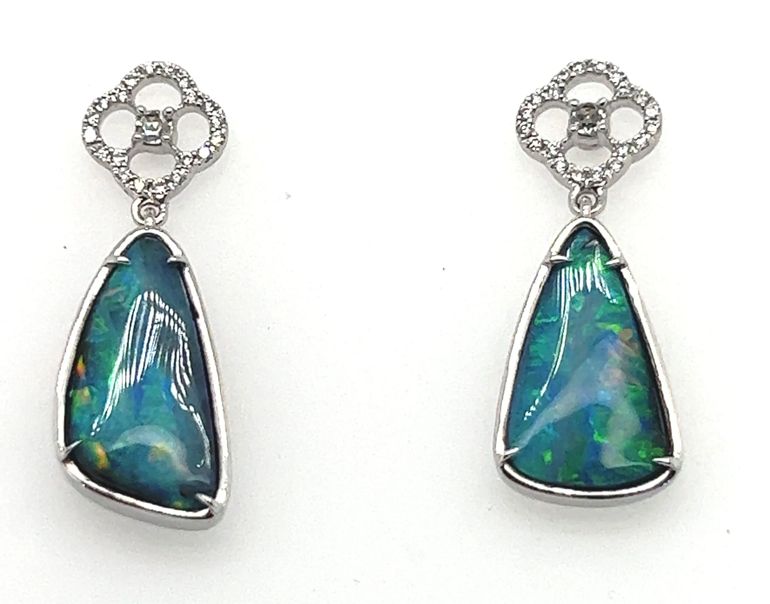Boulder Opal Diamond Drop Earrings