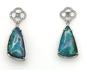 Boulder Opal Diamond Drop Earrings
