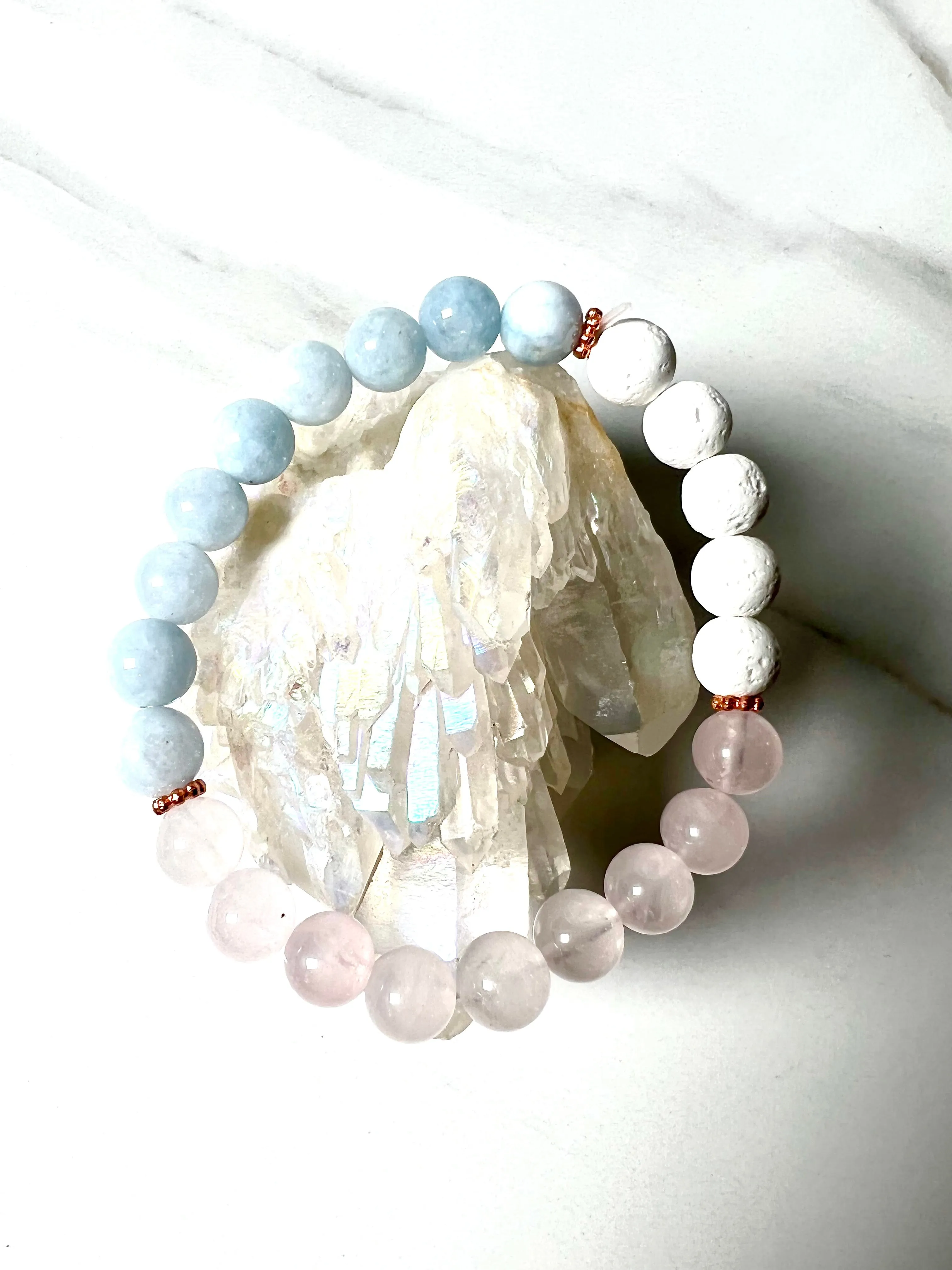 Bracelet Rose Quartz & Aquamarine