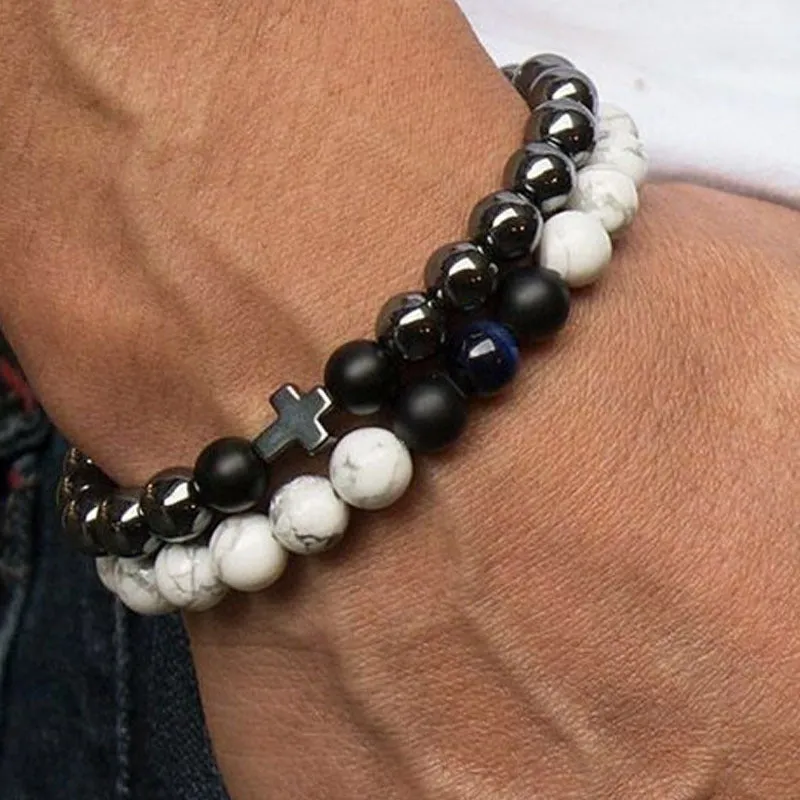 Bracelet Temperament Beaded Men's Zircon Inlaid Bracelet Set