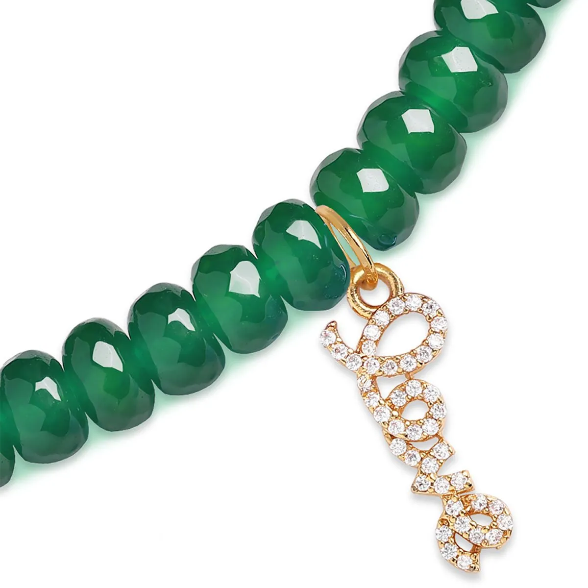 Brass 18k Calligraphy Love Embllishment Bracelet For Women