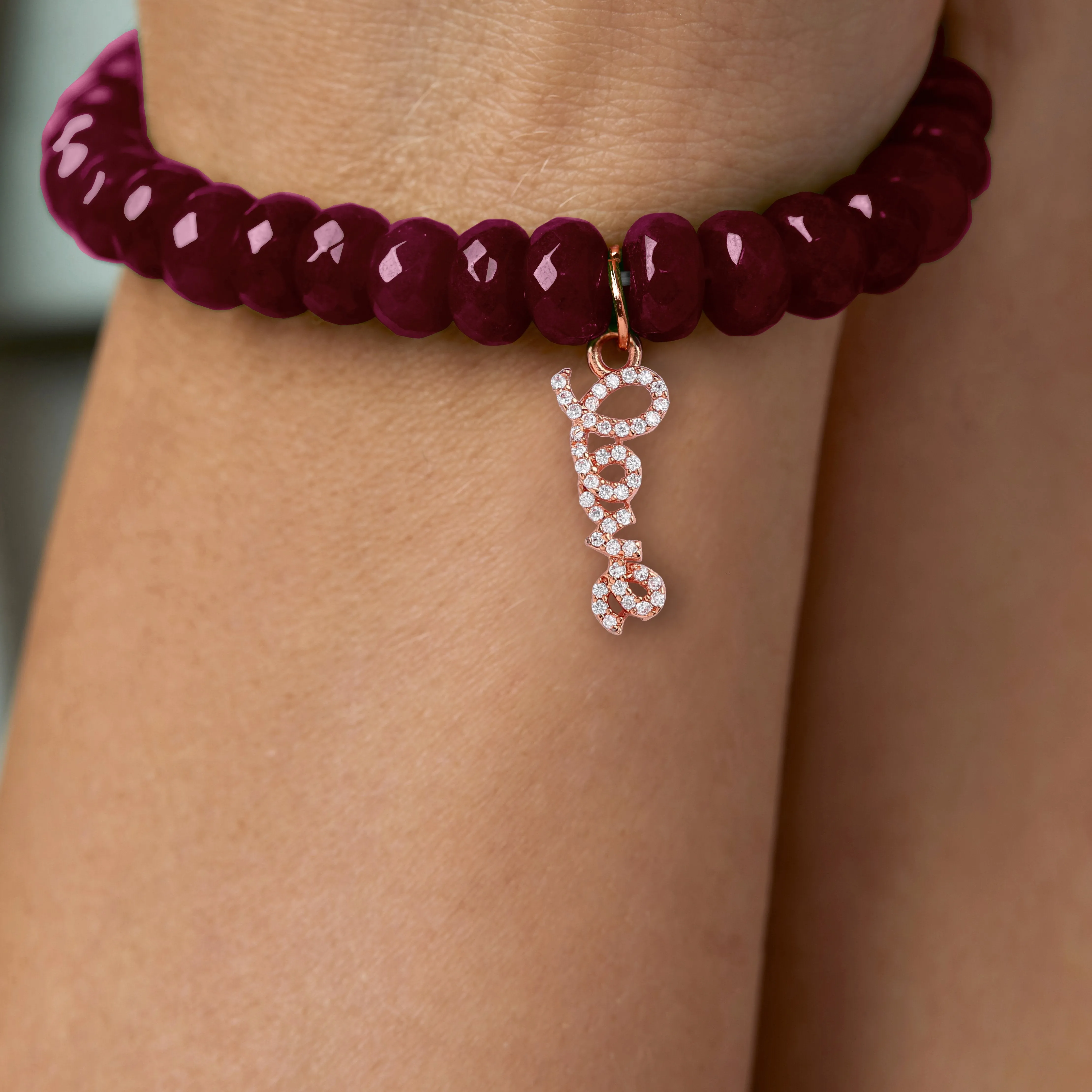 Brass 18k Calligraphy Love Embllishment Bracelet For Women