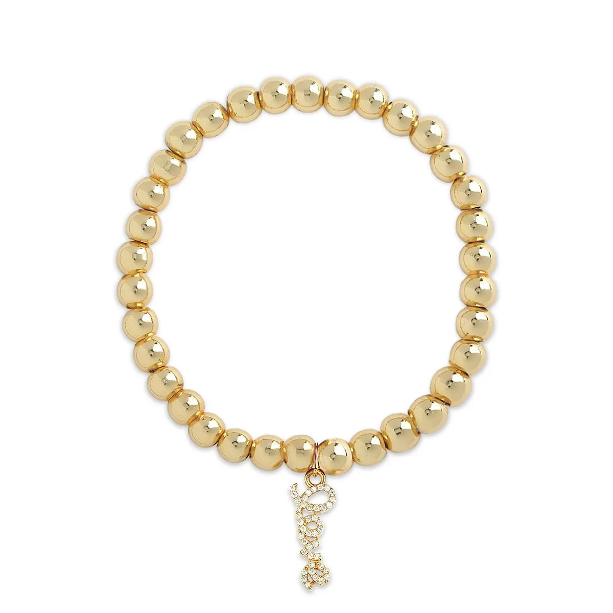 Brass 18k Calligraphy Love Embllishment Bracelet For Women