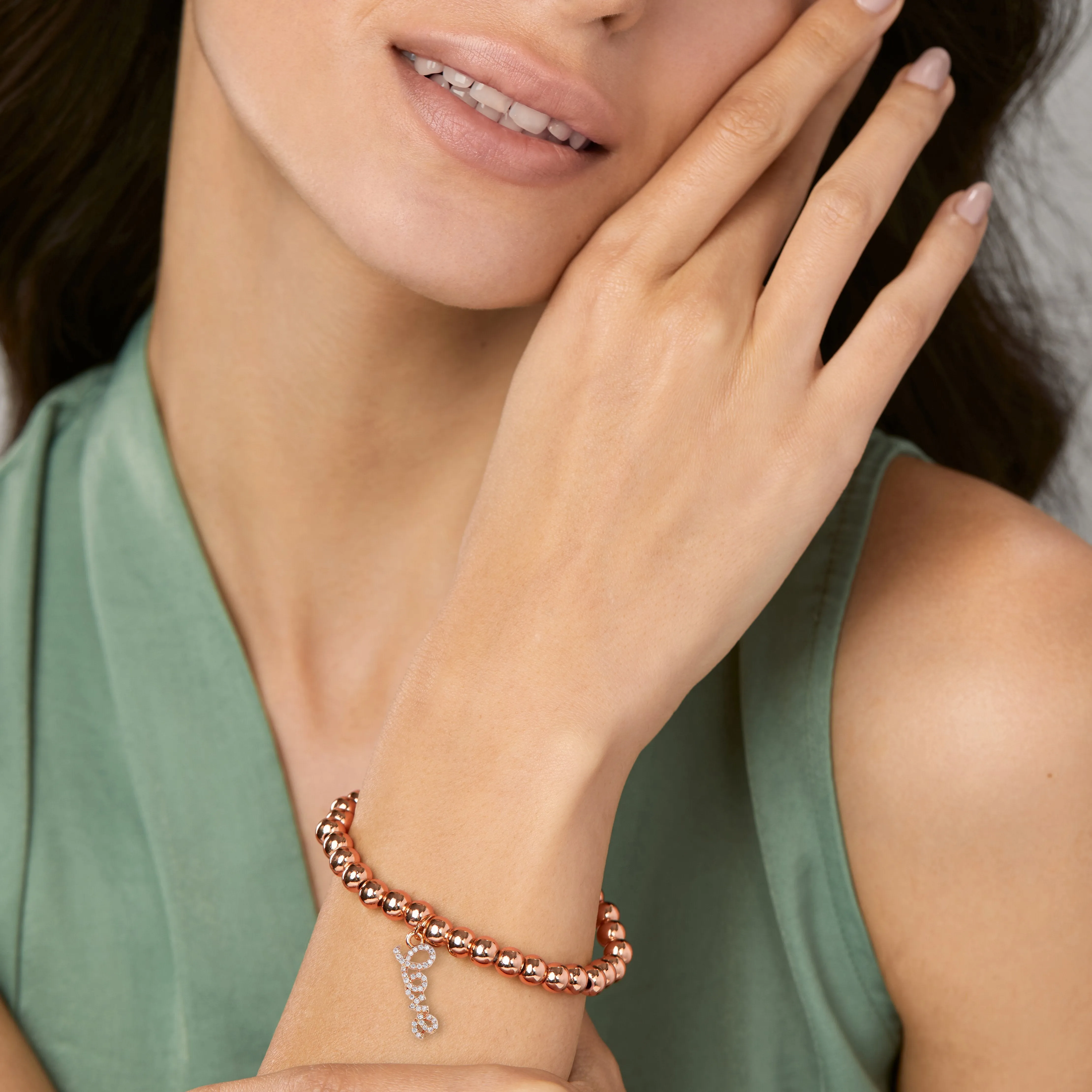 Brass 18k Calligraphy Love Embllishment Bracelet For Women