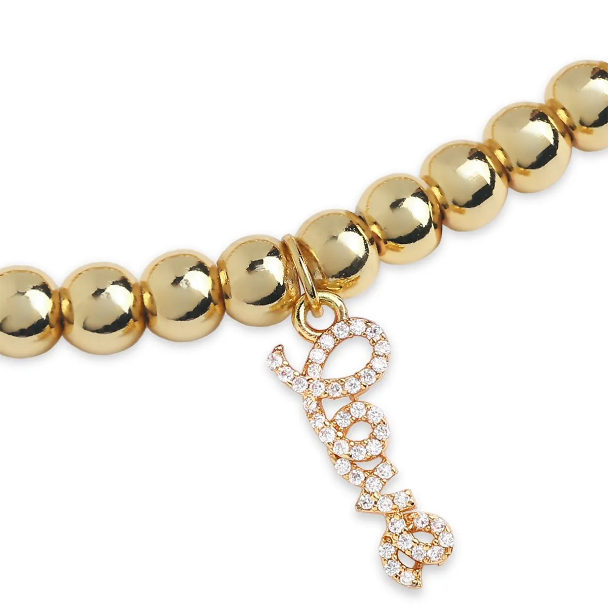 Brass 18k Calligraphy Love Embllishment Bracelet For Women