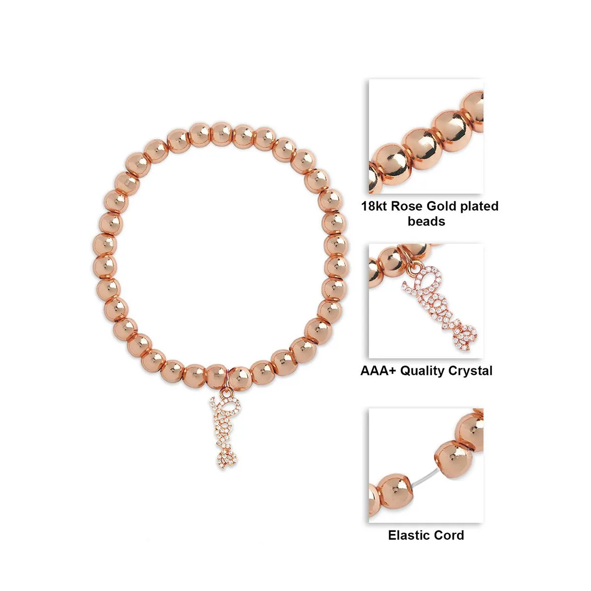 Brass 18k Calligraphy Love Embllishment Bracelet For Women