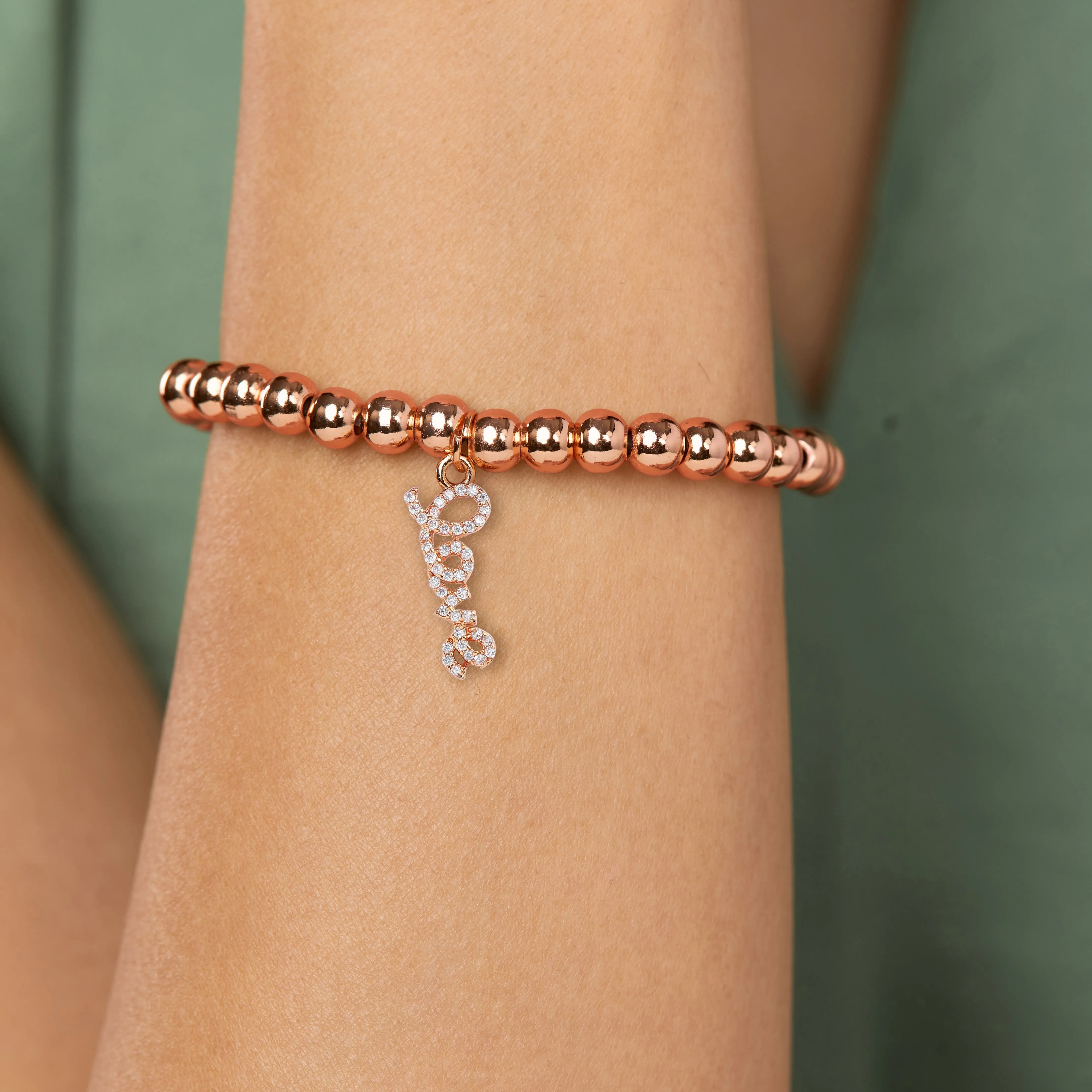 Brass 18k Calligraphy Love Embllishment Bracelet For Women