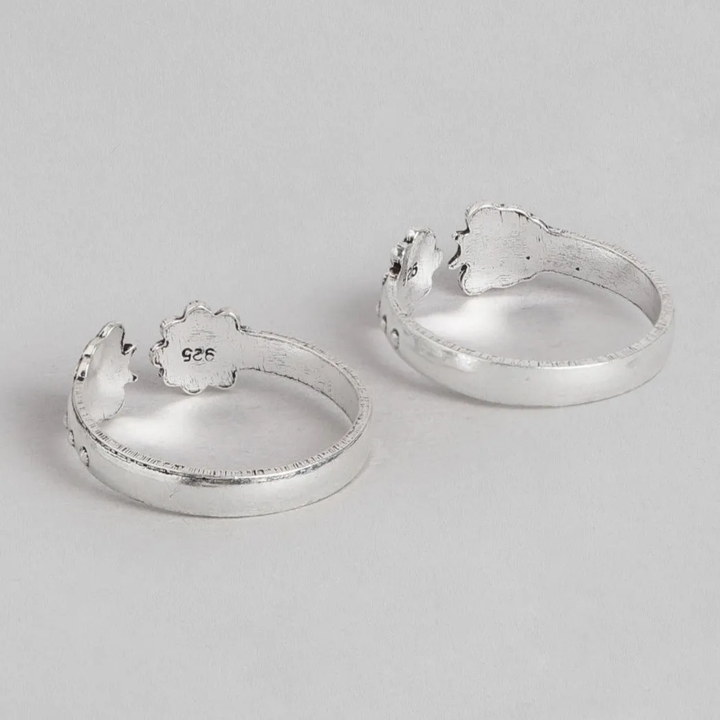 Butterfly & Flower 925 Sterling Silver Toe Ring