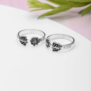 Butterfly & Flower 925 Sterling Silver Toe Ring