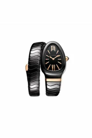 bvlgari serpenti spiga 35mm black ceramic single spiral ladies watch ref. 102734