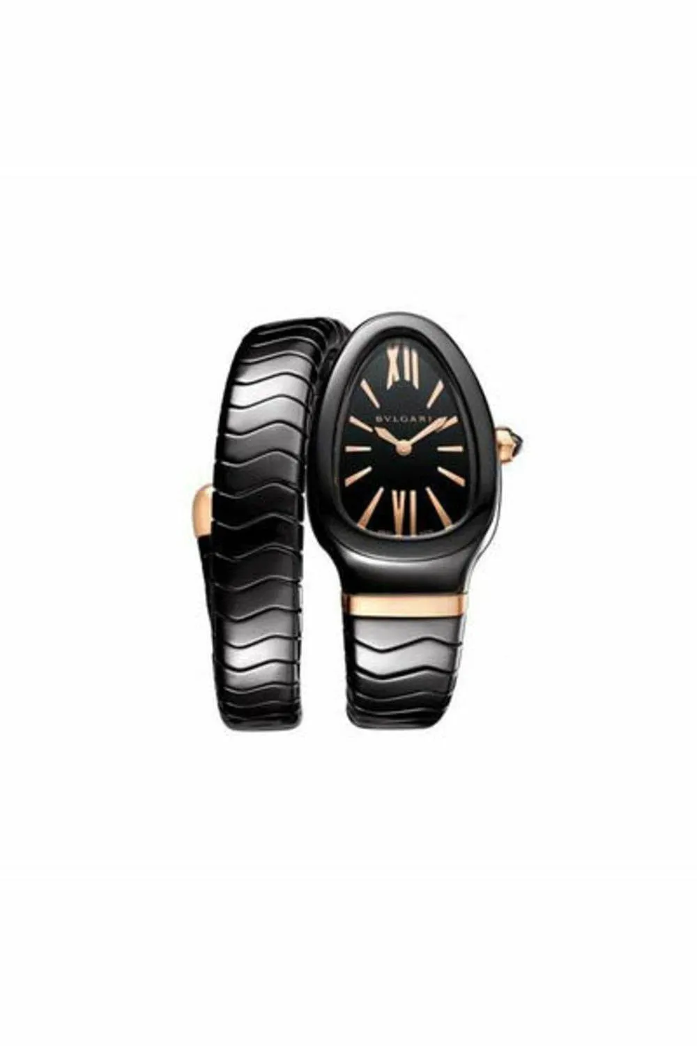 bvlgari serpenti spiga 35mm black ceramic single spiral ladies watch ref. 102734
