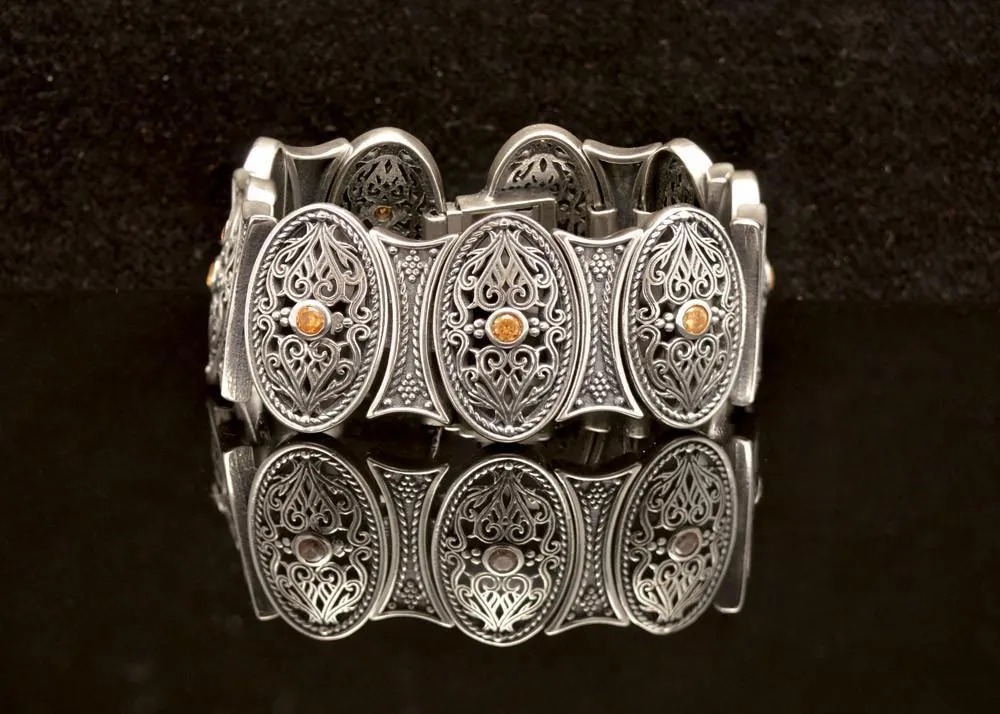 Byzantine Bracelet in Sterling Silver with zircon (B-10)