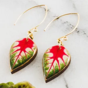 Caladium Tropical Leaf Earrings