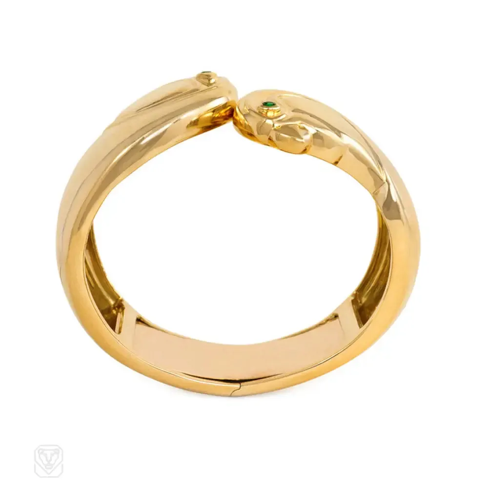 Cartier estate gold cuff bracelet with falcon heads