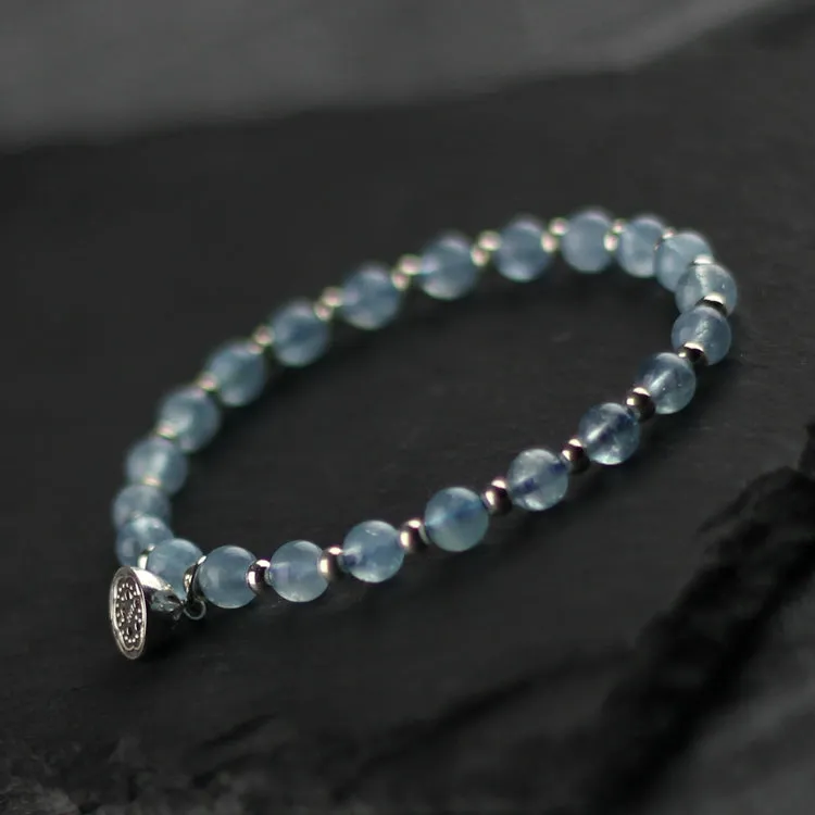 Charm Ladies 6mm Aquamarine Bead Bracelets Crystal Chakra Bracelet for Women
