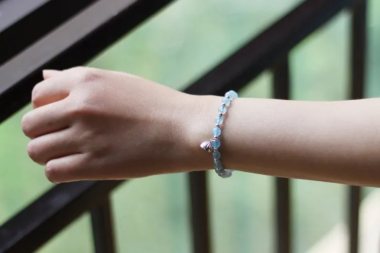 Charm Ladies 6mm Aquamarine Bead Bracelets Crystal Chakra Bracelet for Women