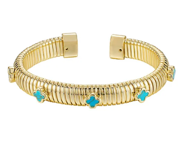 Clover Accent Omega Cuff Bracelet