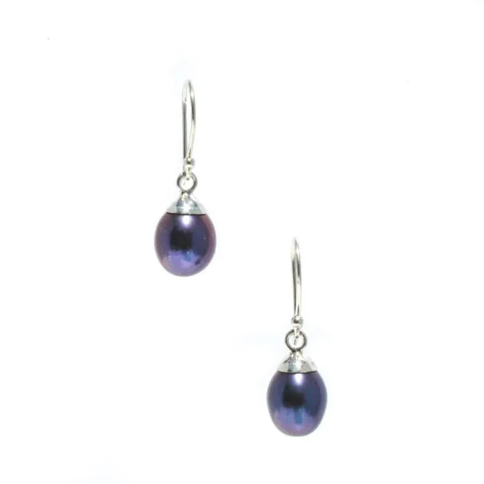 Coco Drop Pearl Earrings Black 10mm