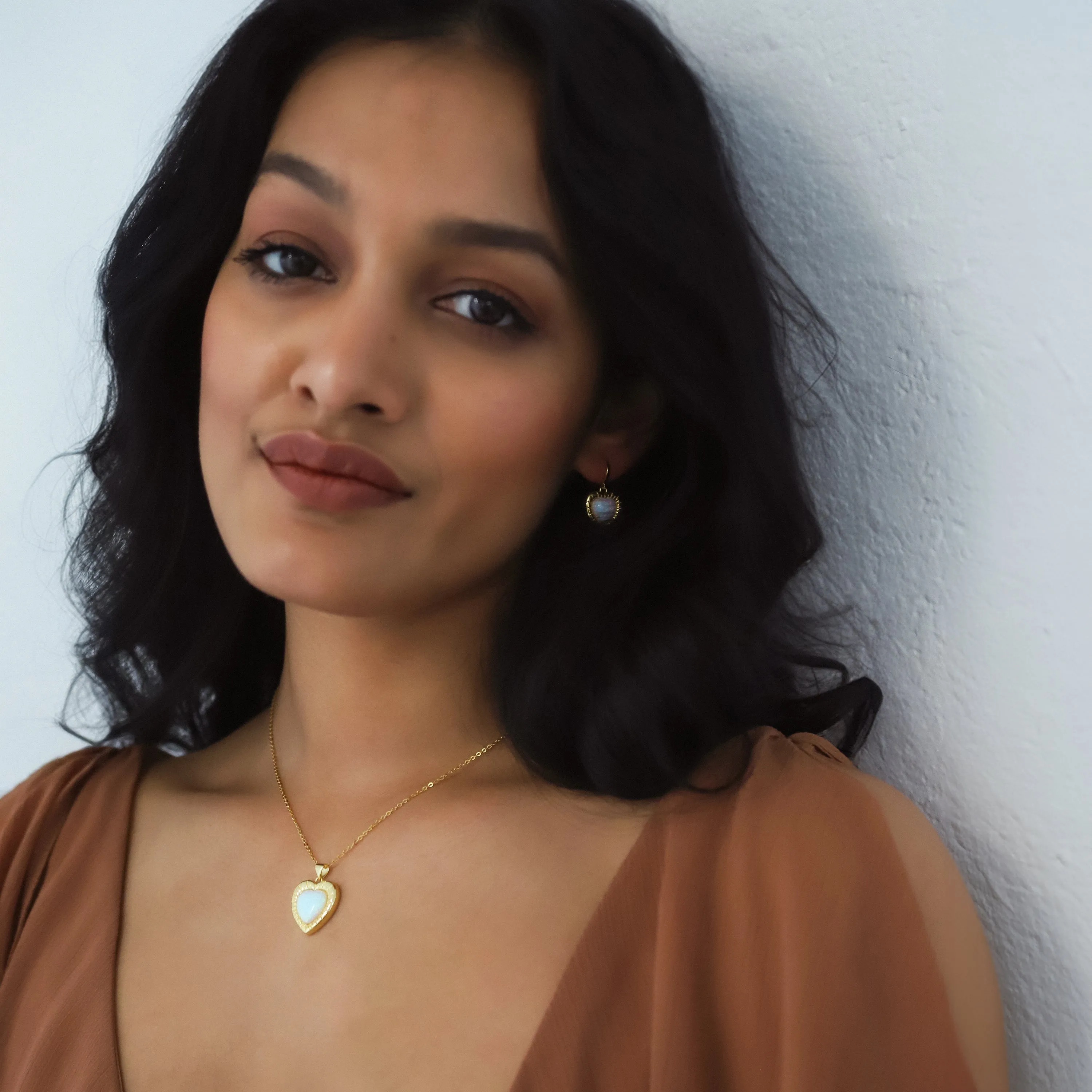 Cora Opal Heart Necklace | 18k Gold Plated