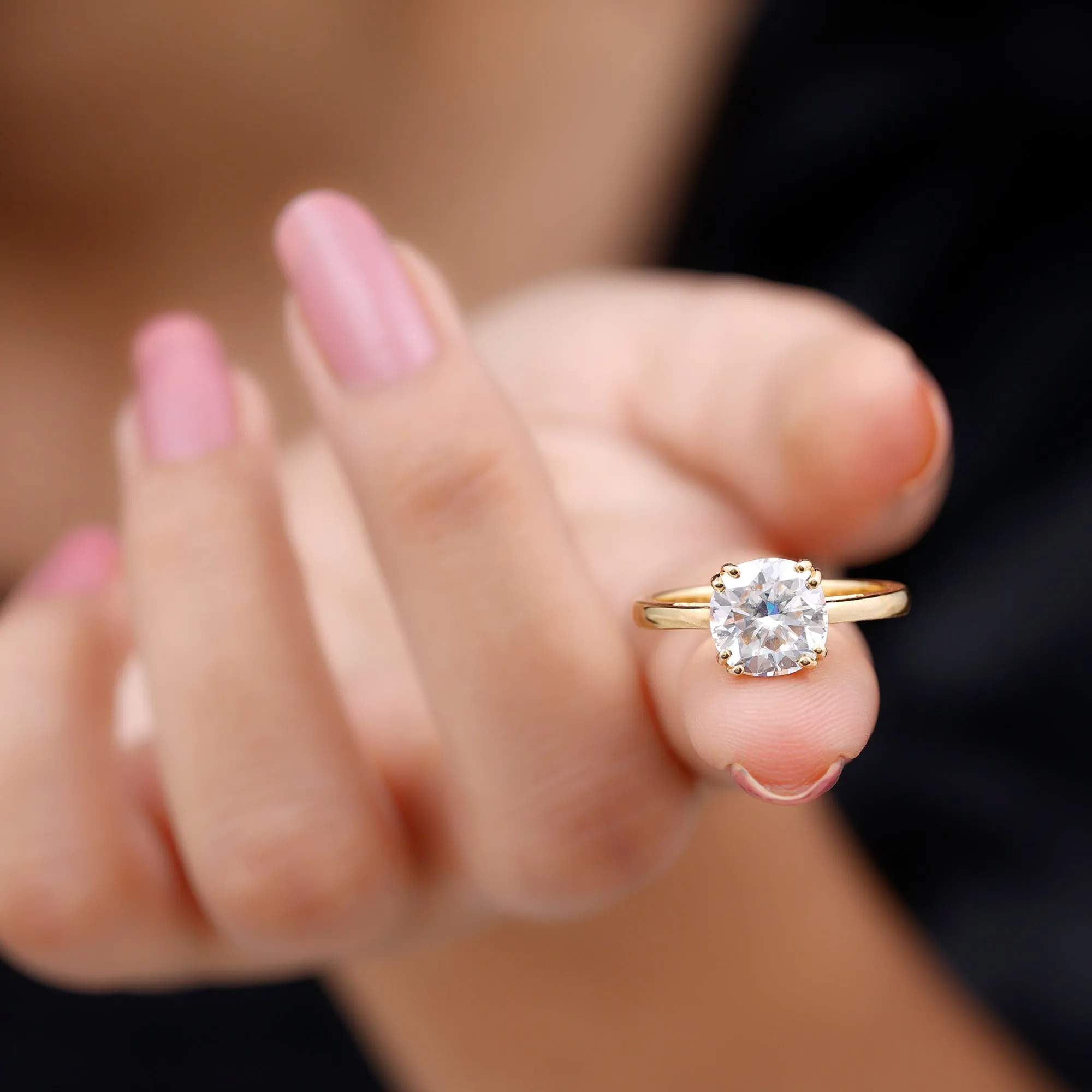 Cushion Cut Certified Moissanite Solitaire Engagement Ring