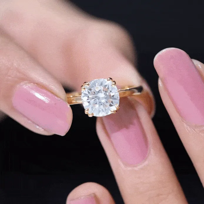Cushion Cut Certified Moissanite Solitaire Engagement Ring