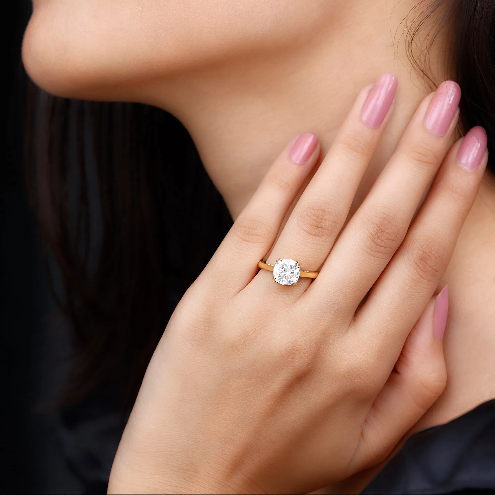 Cushion Cut Certified Moissanite Solitaire Engagement Ring