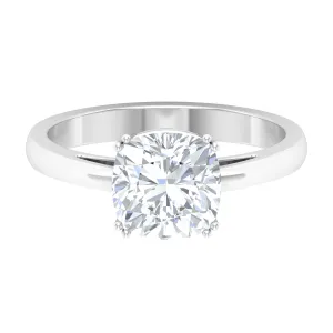 Cushion Cut Certified Moissanite Solitaire Engagement Ring