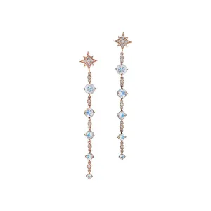 Descending Starburst Moonstone Diamond Earrings