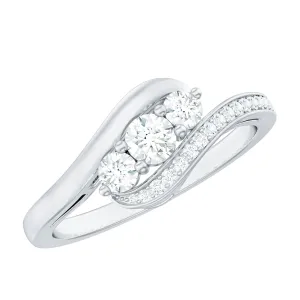 Designer Moissanite Three Stone Bypass Ring