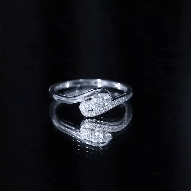 Designer Moissanite Three Stone Bypass Ring