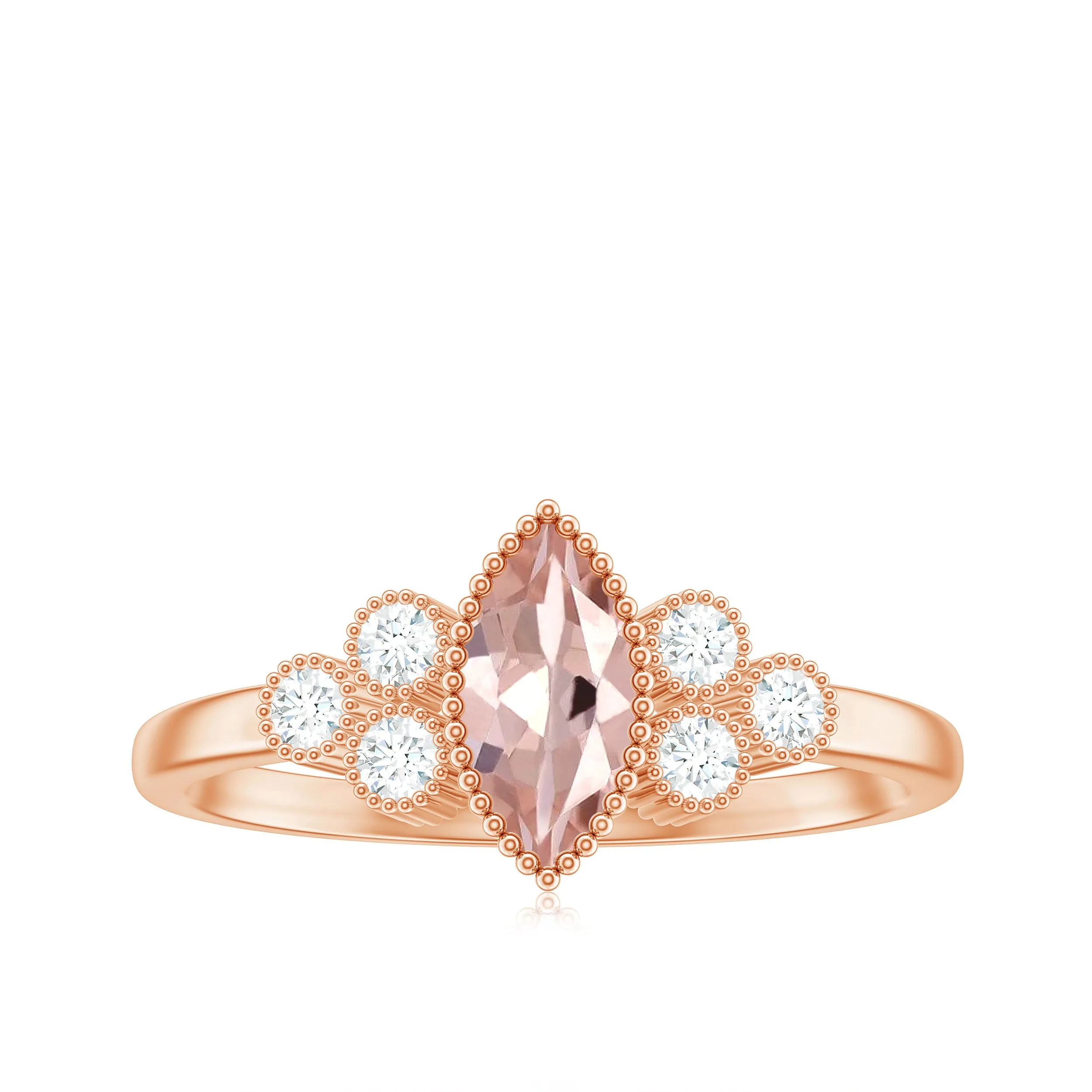 Designer Morganite and Diamond Trio Engagement Ring