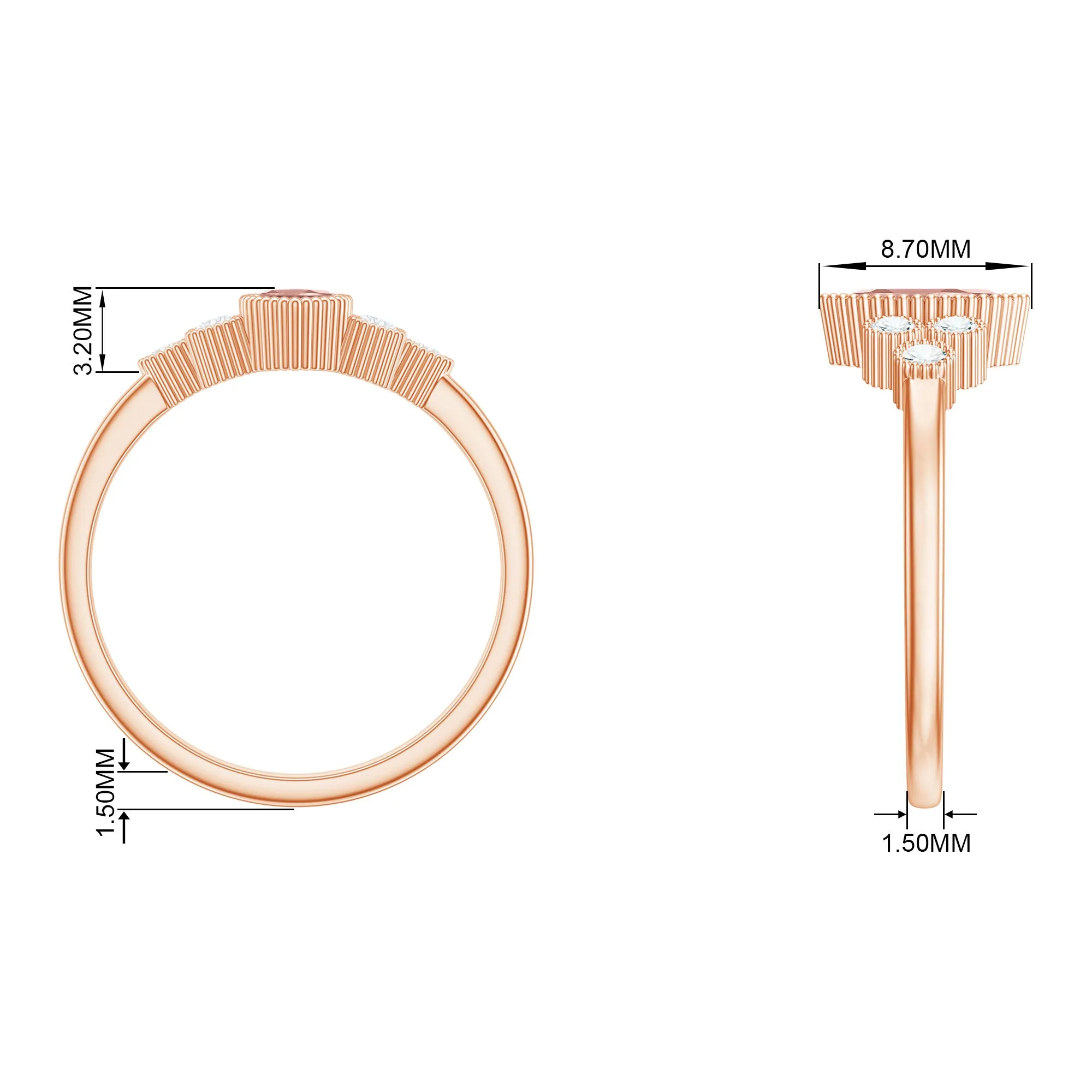 Designer Morganite and Diamond Trio Engagement Ring