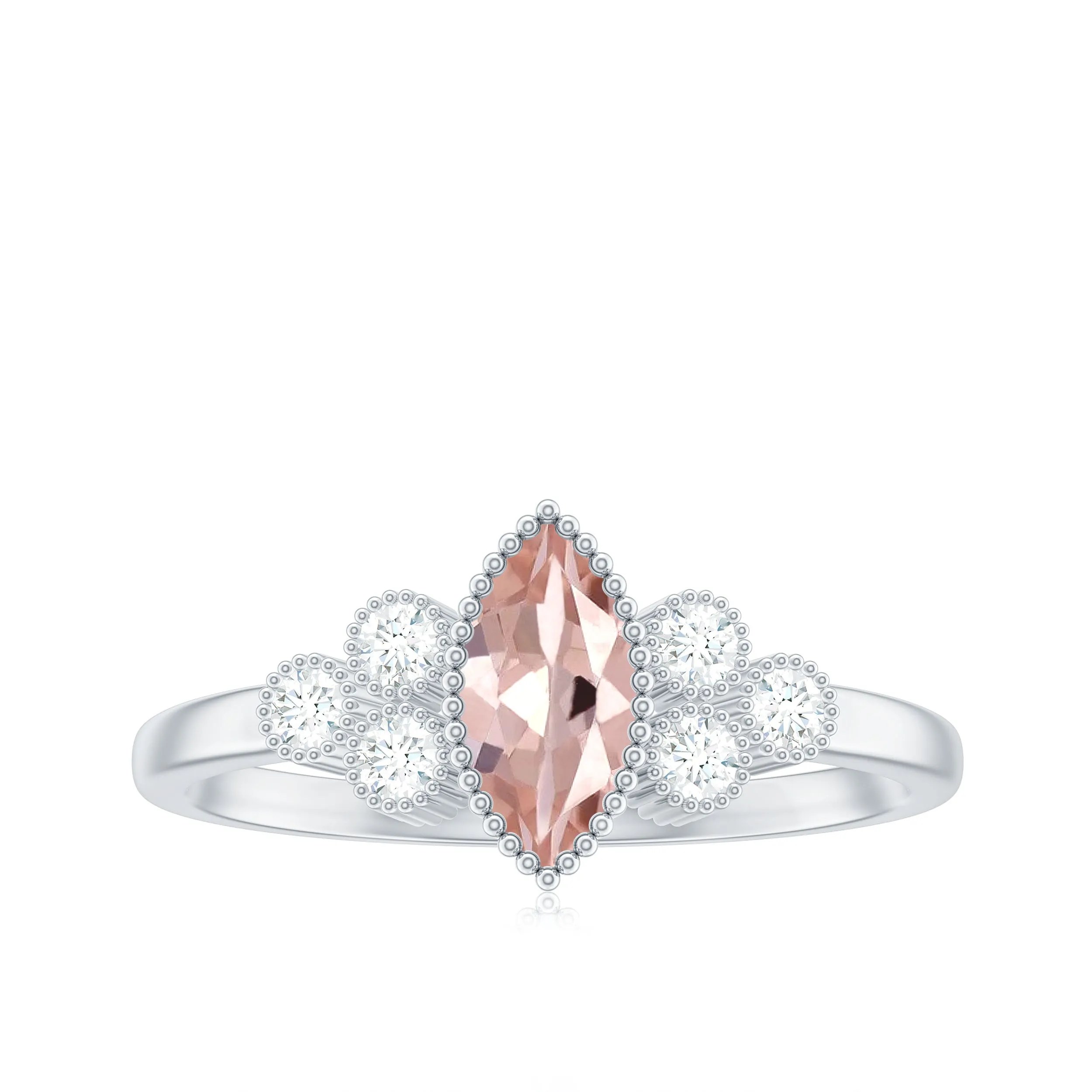 Designer Morganite and Diamond Trio Engagement Ring