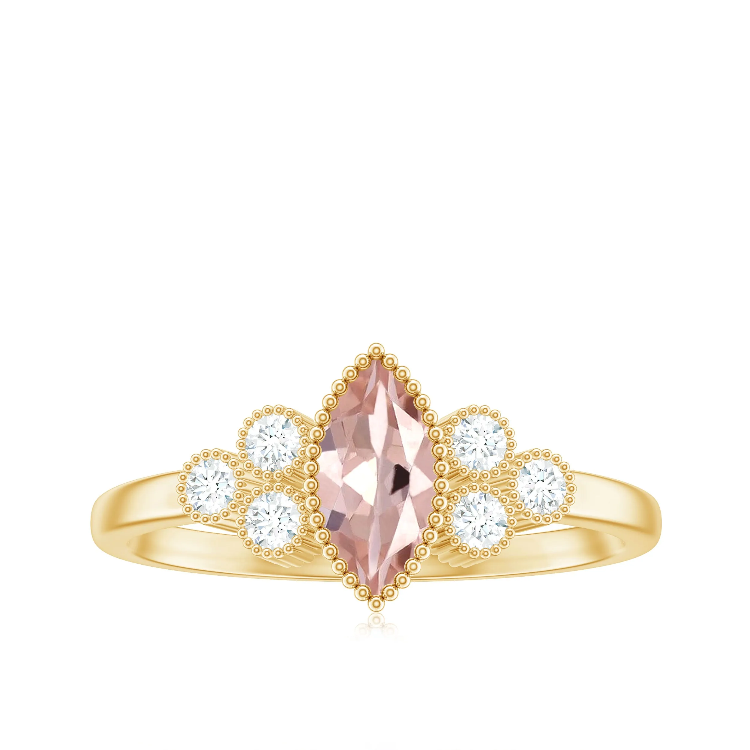 Designer Morganite and Diamond Trio Engagement Ring