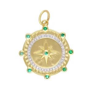 Diamond & Emerald Round Pendant 22mm