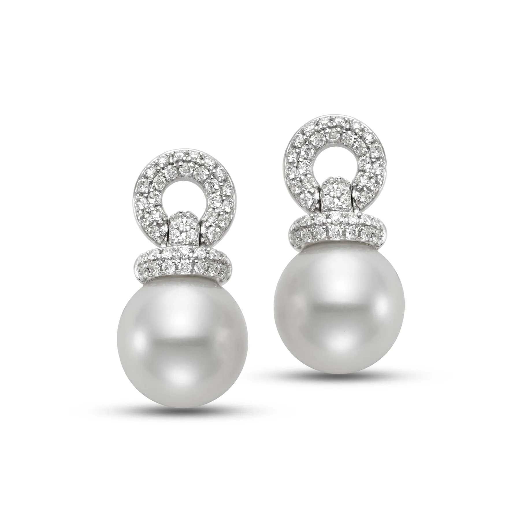 Diamond Doorknocker Freshwater Pearl Earrings