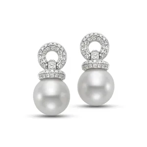 Diamond Doorknocker Freshwater Pearl Earrings