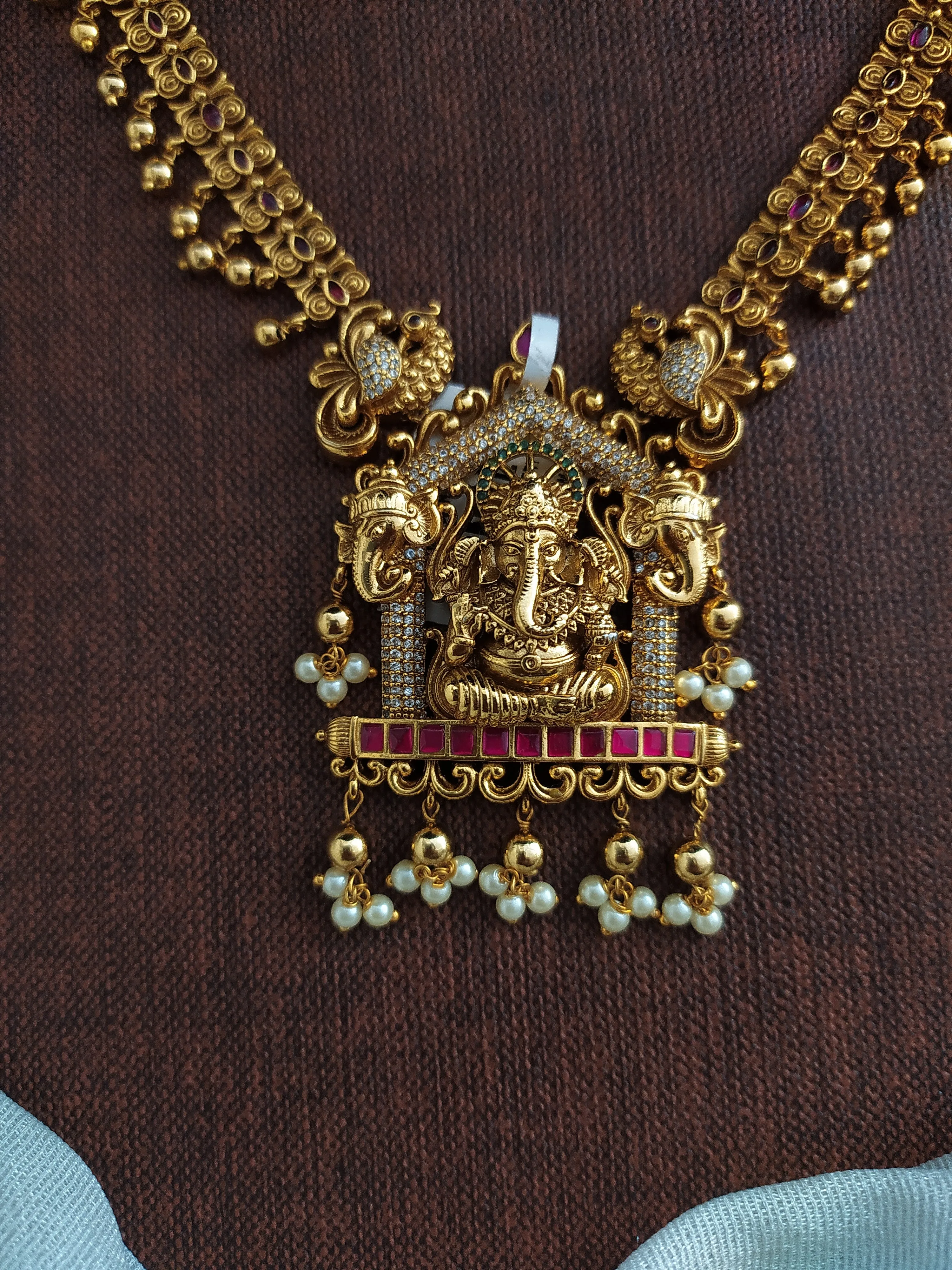 Divine Blessings of Lord Ganesha Jadau Kundan Antique Nagas Necklace Set