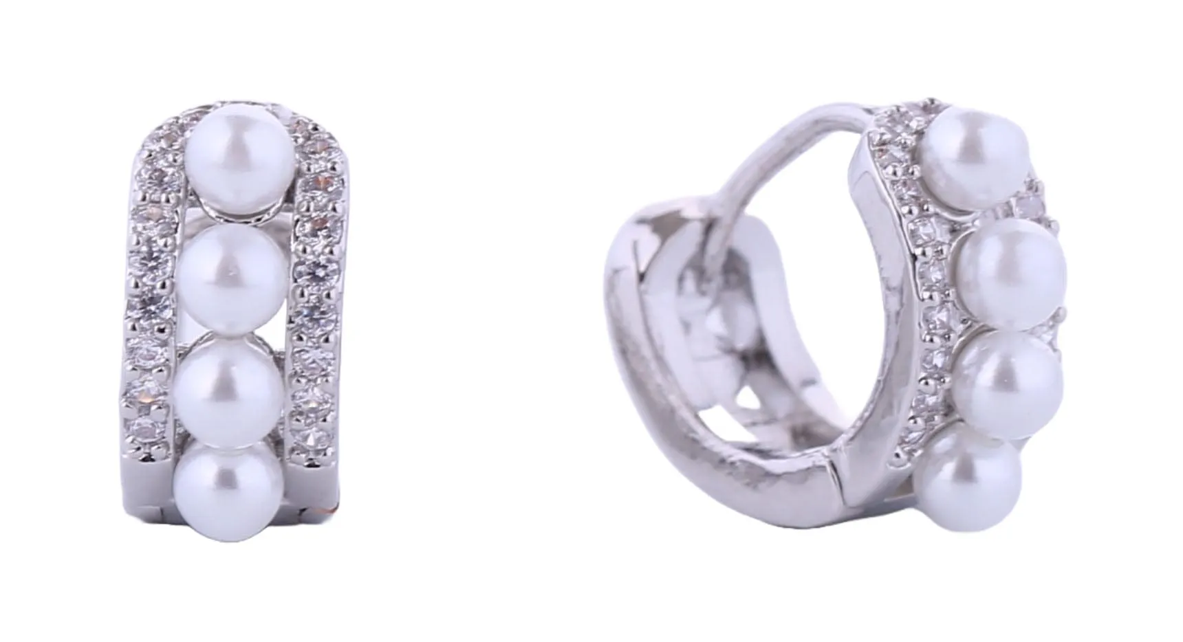 DJE310711 14K Pearl Eternity Huggie Earrings
