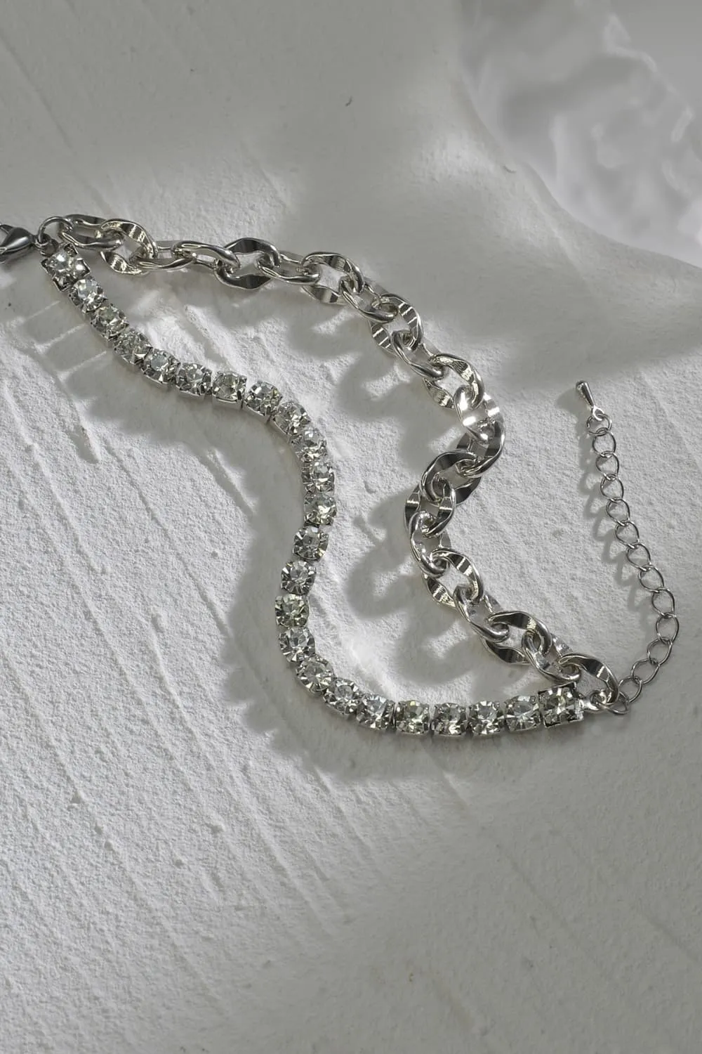 Double-Layered Rhinestone Alloy Bracelet