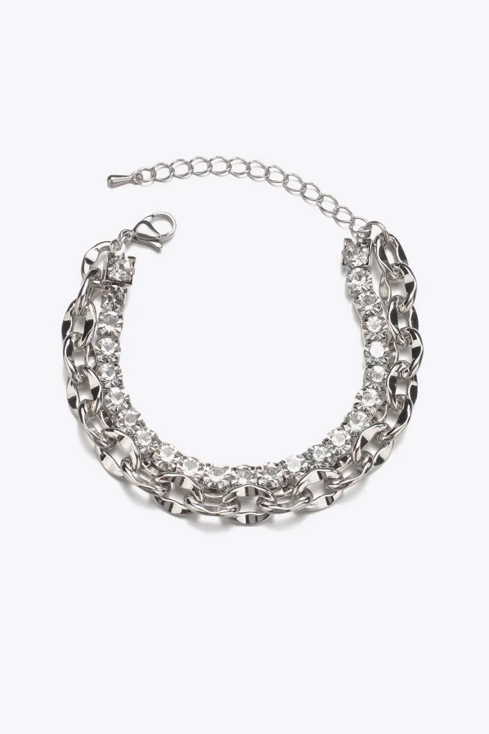 Double-Layered Rhinestone Alloy Bracelet