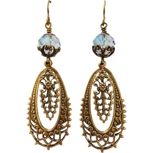 Earrings of Oxidized Brass Stampings, Handmade