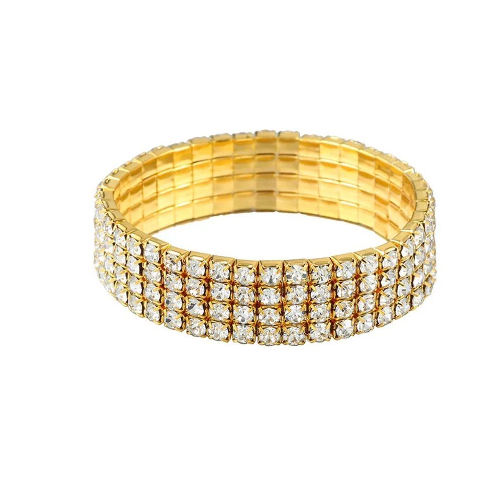 EDARY Rhinestone Gold Crystal Bracelet Choker Wedding Jewelry for Women