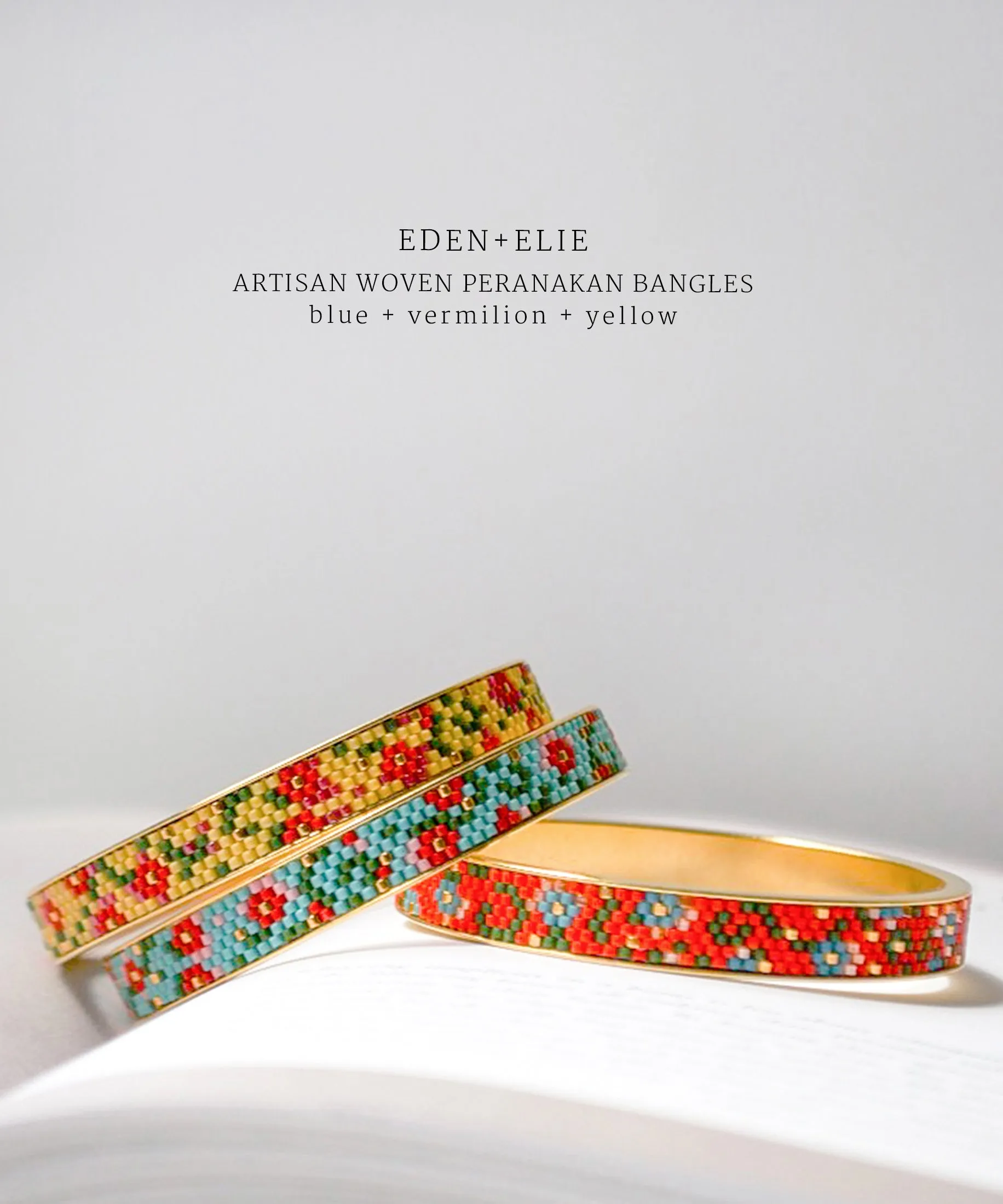 EDEN   ELIE Modern Peranakan gold narrow bangle -  yellow
