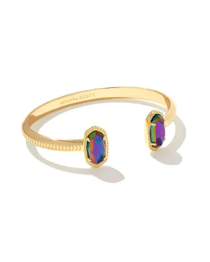 Elton Cuff Bracelet Gold - Iridescent Blue Goldstone
