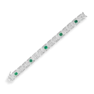 Emerald & Diamond Art Deco Estate Bracelet