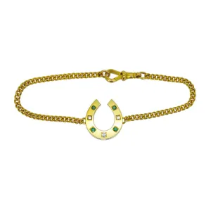 Emerald & Diamond Horse Shoe Bracelet