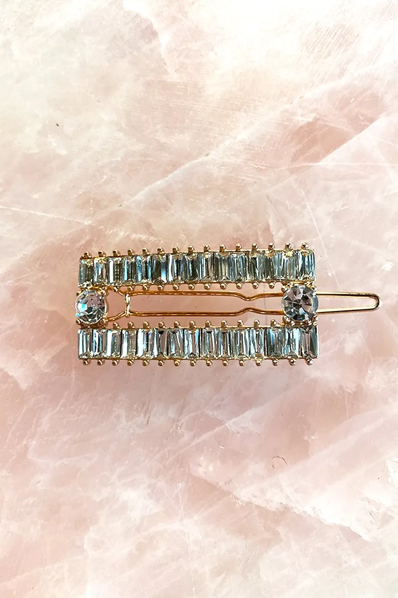 Emerald Cut Rhinestones Barrette